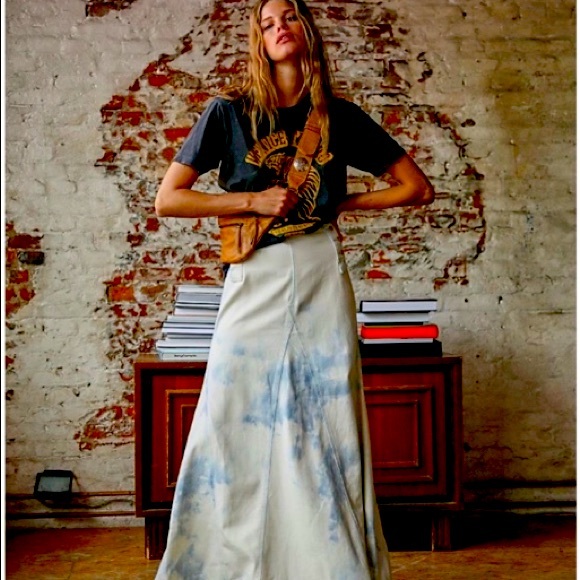 Free People Dresses & Skirts - Free People We The Free Denim Road Trip Tie Dye Maxi Skirt